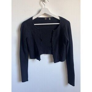 FREE PEOPLE Fp One Black Cropped Ribbed Cardigan Size S | P Minimalist Preppy